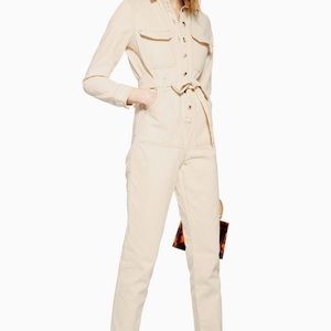 Cream Denim Jumpsuit